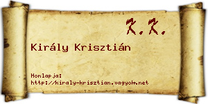 Király Krisztián névjegykártya